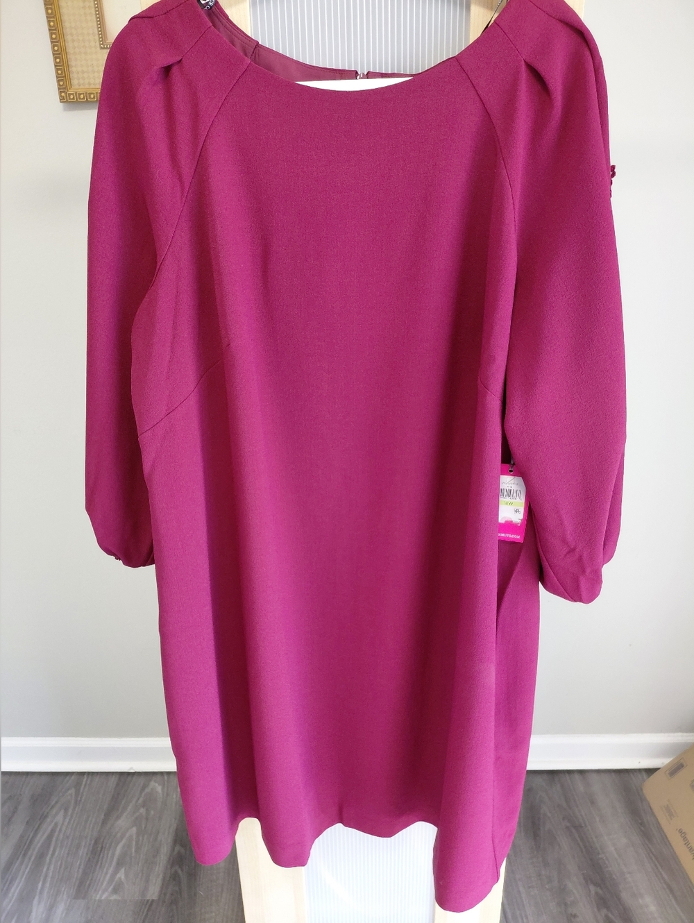 Vince Camuto Wine A Line Dress W/Crochet Accents